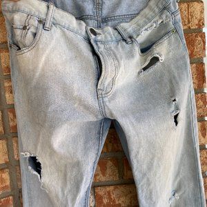 Men's Aeropostale Slim Straight Blue Ripped Jeans(34 x 34)